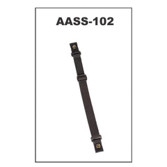 Black strap with gold hardware on a white background, labeled AASS-102.