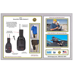 Advertisement for Versa-Pak Radio Holster-5 VP-5 with product details and usage scenarios.