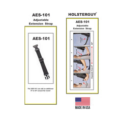 AES-101 adjustable extension strap with HolsterGuy branding on a white background