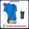 Mannequin wearing a blue shirt with a shoulder strap radio holster 500 and pouch, featuring the Hölsterguy brand.