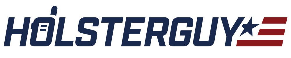 Holsterguy logo with blue text and red and white design elements